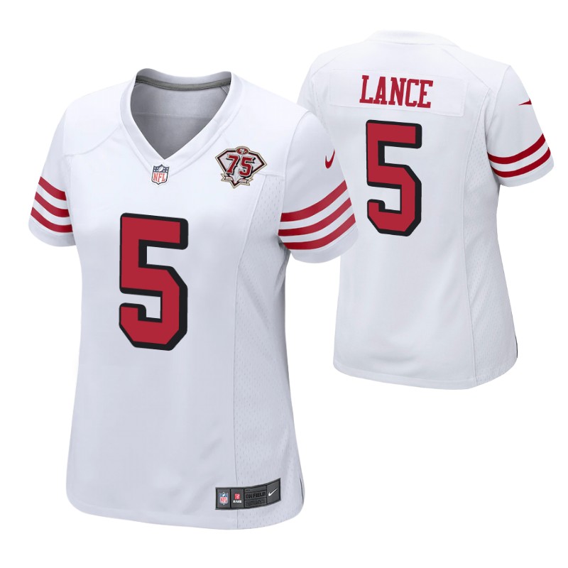 49ers trey lance 75th anniversary alternate game women's jersey white stitched