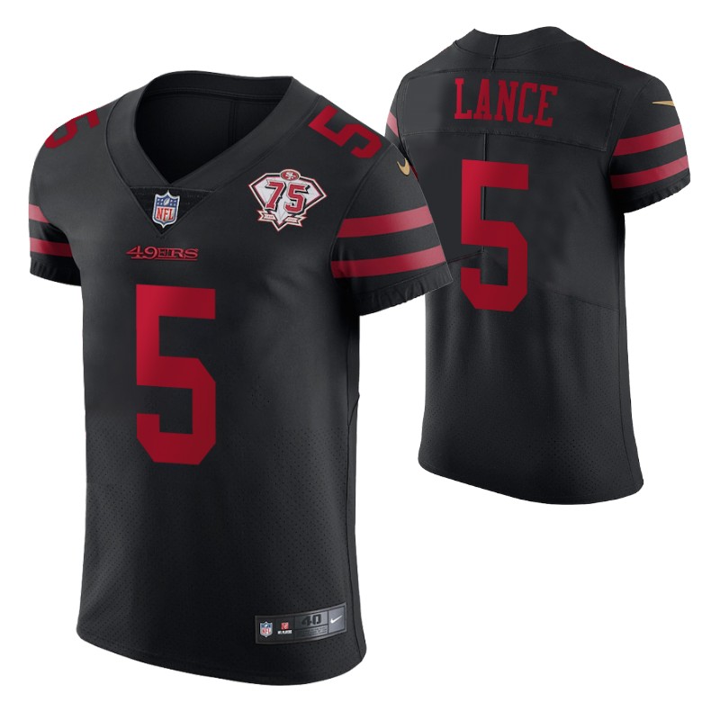 49ers trey lance 75th anniversary black men's jersey vapor elite stitched