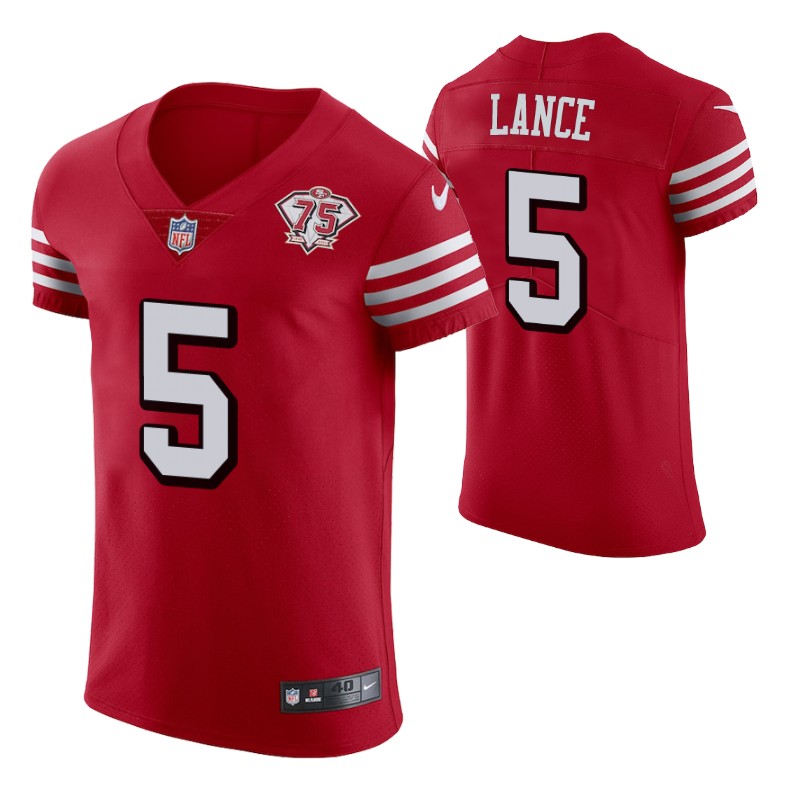 49ers trey lance 75th anniversary scarlet men's jersey vapor elite stitched
