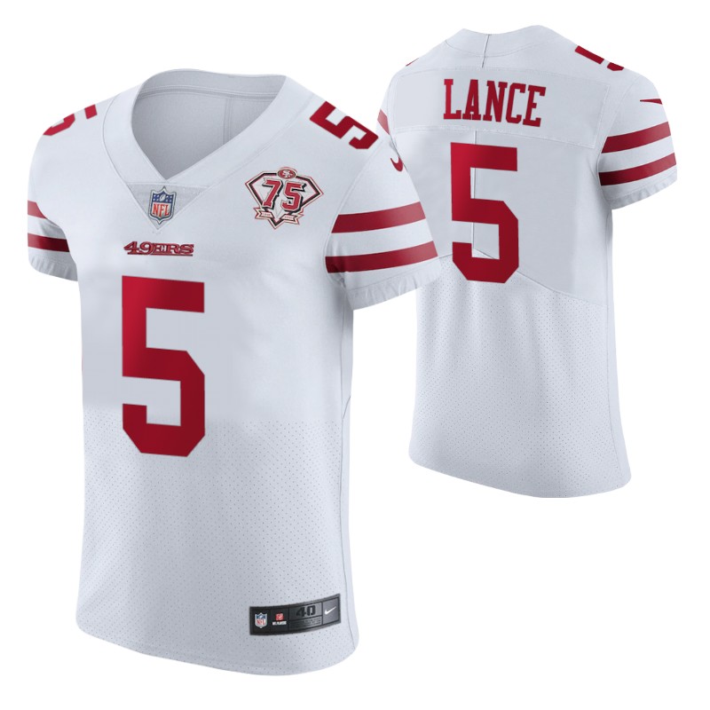 49ers trey lance 75th anniversary white men's jersey vapor elite stitched