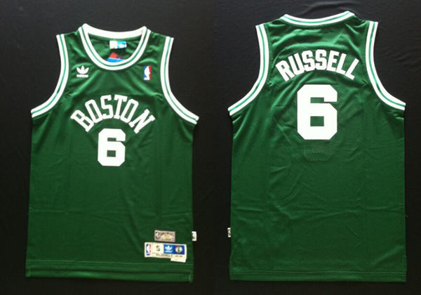Boston Celtics Bill Russell Green Throwback Swingman retired players Jersey #6