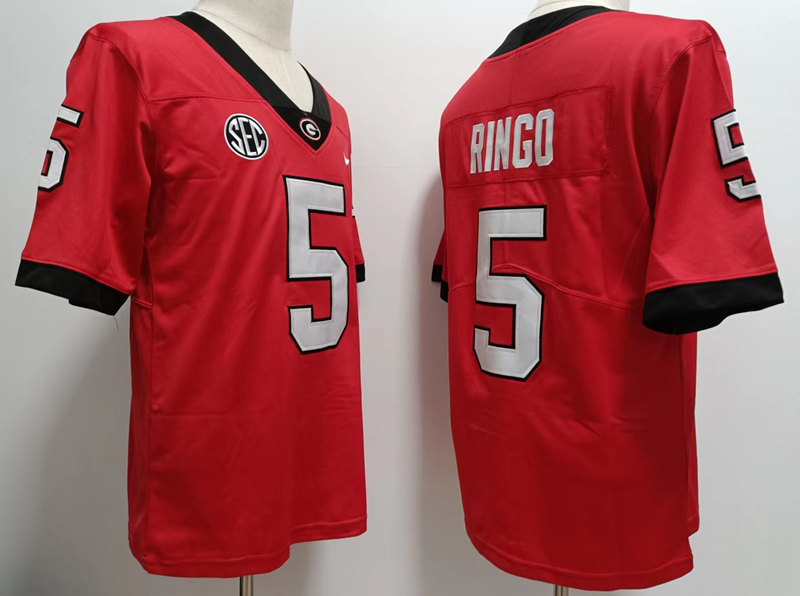 Georgia Bulldogs 5 Kelee Ringo Block Number Jersey Red