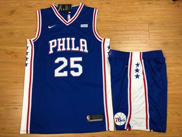 76ers 25 Ben Simmons Blue Nike Swingman Jersey(With Shorts)