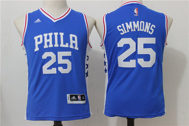76ers 25 Ben Simmons Blue Youth Swingman Jersey