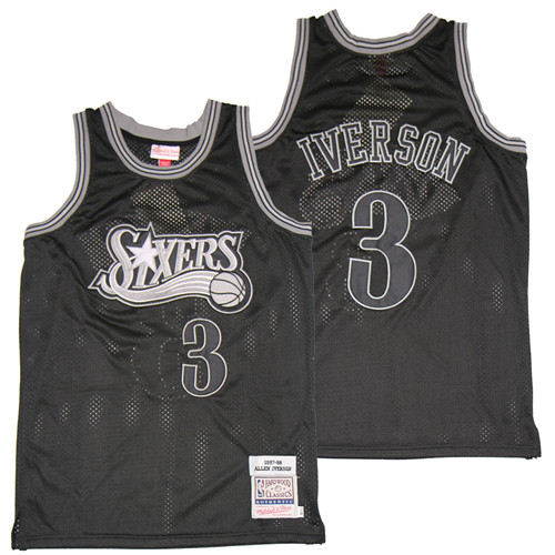 76ers 3 Allen Iverson Black 1997-98 Hardwood Classics Jersey