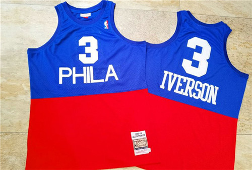 76ers 3 Allen Iverson Blue Red 2003-04 Hardwood Classics Swingman Jersey_副本