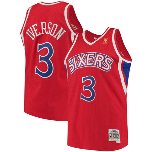 76ers 3 Allen Iverson Red 1996-97 Hardwood Classics Jersey