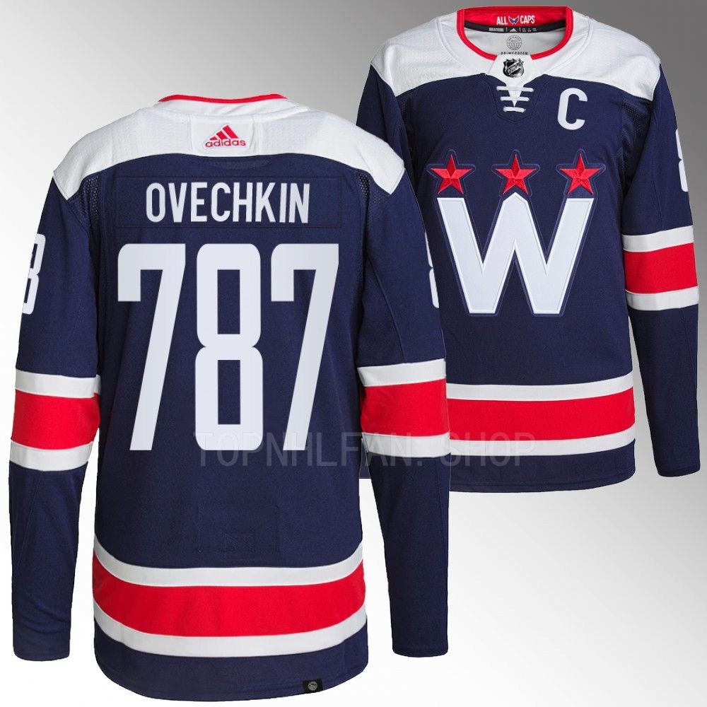 787th career goal Washington Capitals Alexander Ovechkin Navy Authentic Pro Jersey men's
