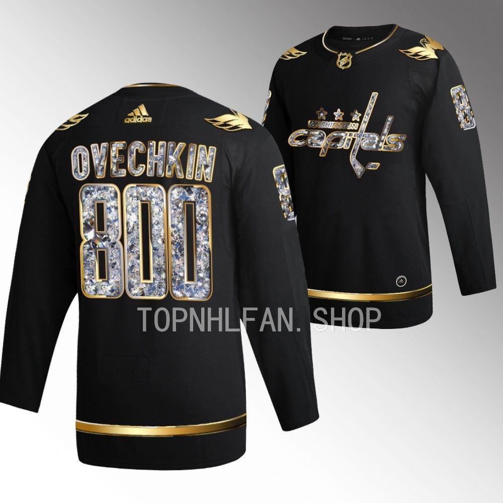 800 Career Goals Washington Capitals Alexander Ovechkin Black Golden Diamond Jersey men's