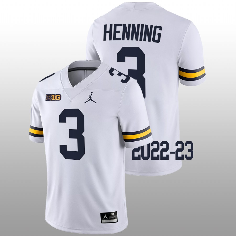 A.J. Henning Michigan Wolverines White 2022-23 College Football Game Jersey