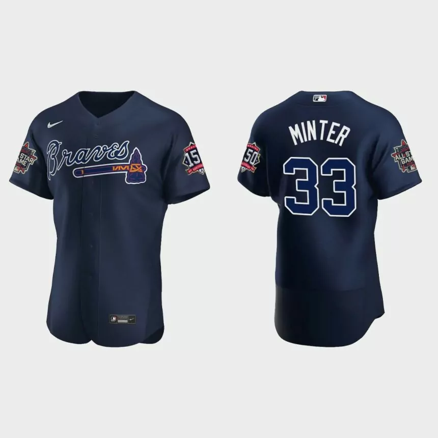 A.J. Minter #33 Atlanta Braves Authentic Alternate 2021 MLB All-Star Jersey – Navy