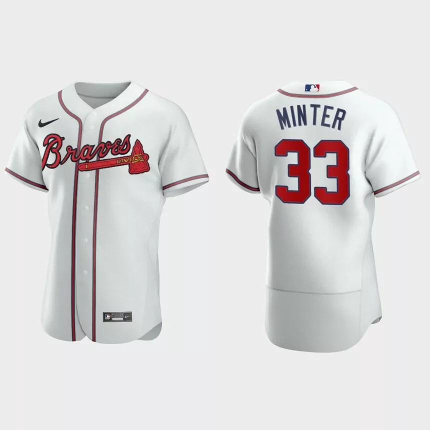 A.J. Minter #33 Atlanta Braves Authentic Home Jersey – White