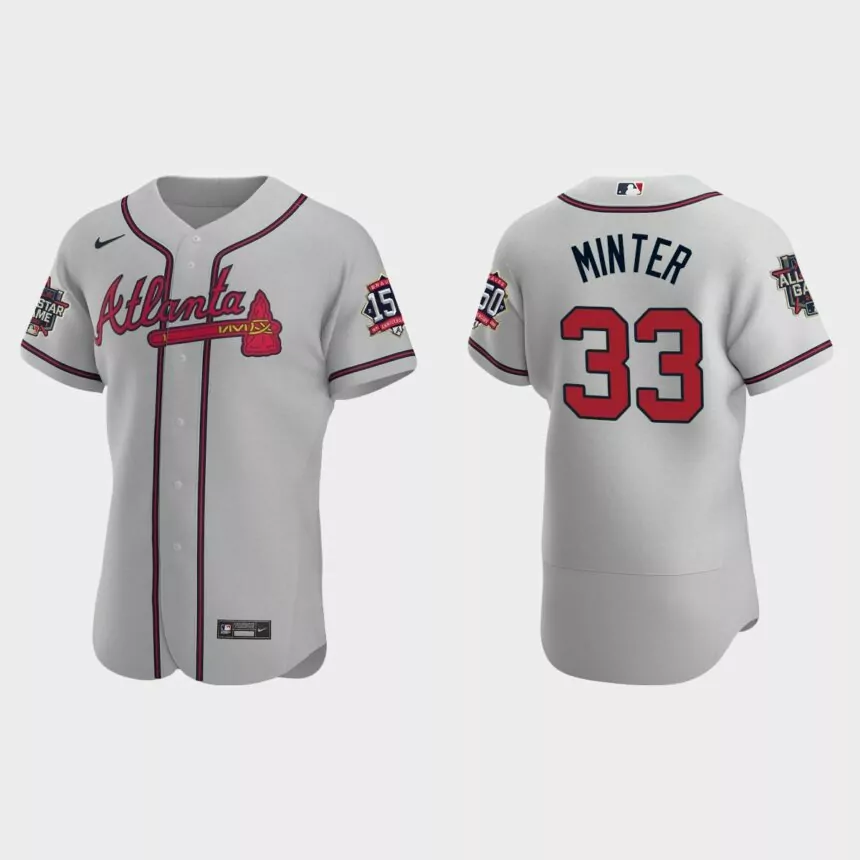 A.J. Minter #33 Atlanta Braves Authentic Road 2021 MLB All-Star Jersey – Gray