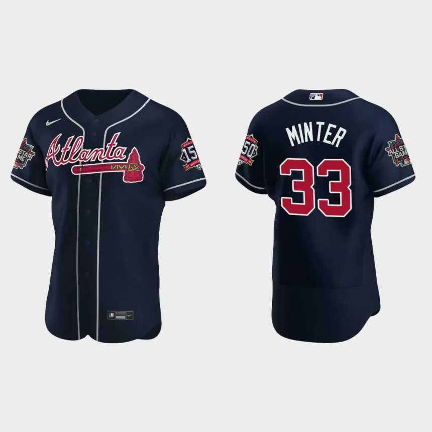 A.J. Minter #33 Atlanta Braves Authentic Team 2021 MLB All-Star Jersey – Navy