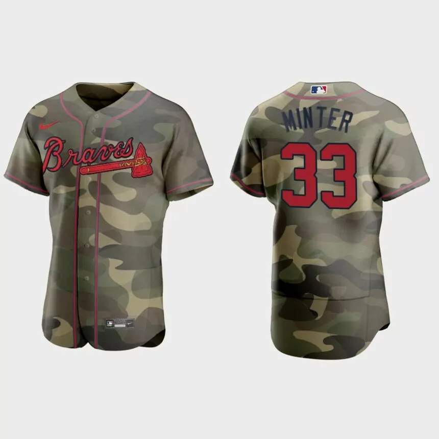 A.J. Minter Atlanta Braves 2021 National Armed Forces Day Authentic Jersey – Camo
