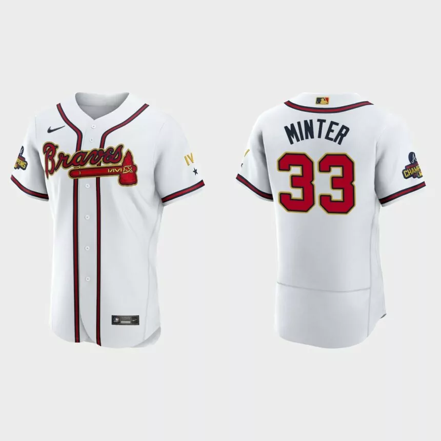 A.J. Minter Atlanta Braves 2022 Gold Program White Authentic Jersey