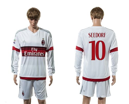 AC Milan #10 Seedorf Away Long Sleeves Soccer Club Jersey