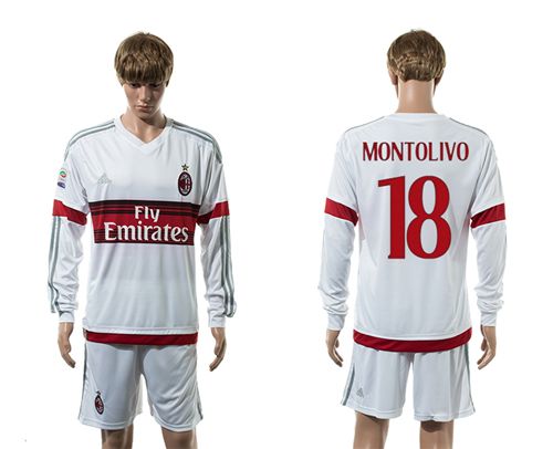 AC Milan #18 Montolivo Away Long Sleeves Soccer Club Jersey