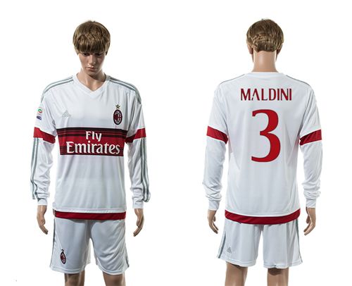 AC Milan #3 Maldini Away Long Sleeves Soccer Club Jersey