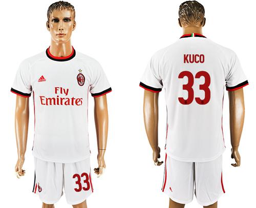AC Milan #33 Kuco Away Soccer Club Jersey