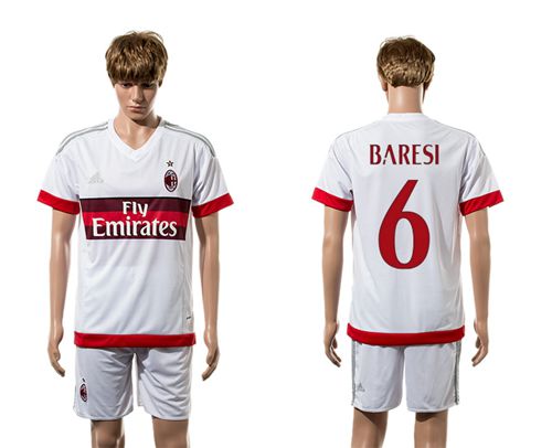 AC Milan #6 Baresi Away Soccer Club Jersey