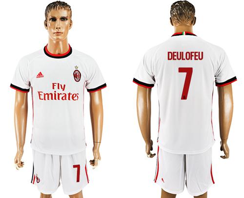 AC Milan #7 Deulofeu Away Soccer Club Jersey