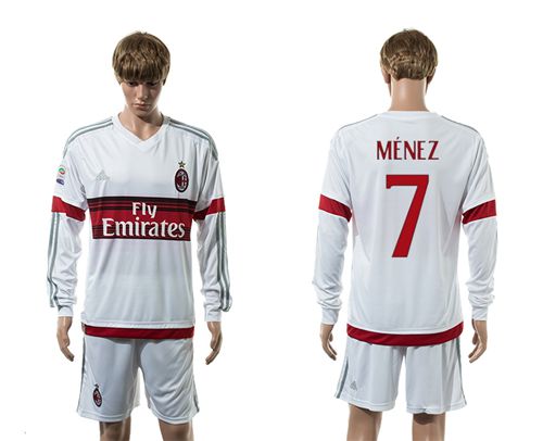 AC Milan #7 Menez Away Long Sleeves Soccer Club Jersey