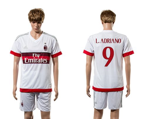 AC Milan #9 L.Adriano Away Soccer Club Jersey