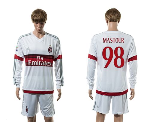 AC Milan #98 Mastour Away Long Sleeves Soccer Club Jersey