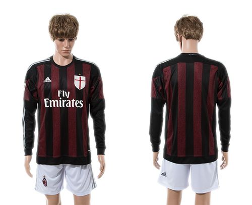 AC Milan Blank Home Long Sleeves Soccer Club Jersey