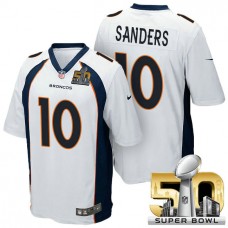 AFC Champions Denver Broncos #10 Emmanuel Sanders White 2016 Super Bowl 50 Game Jersey