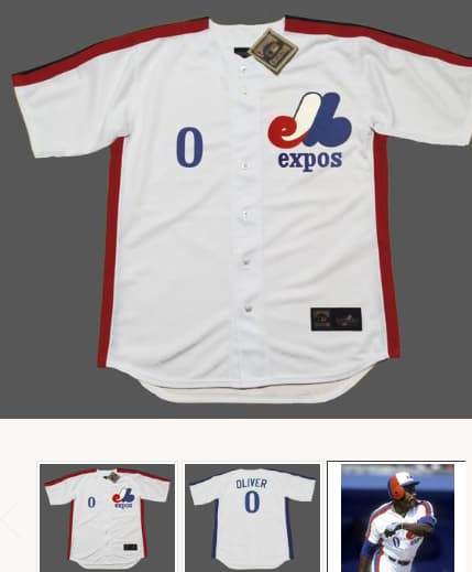 AL OLIVER Montreal Expos 1982 Home Majestic Throwback Baseball Jersey