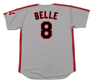 ALBERT BELLE Cleveland Indians 1993 Majestic Throwback Away Baseball Jersey