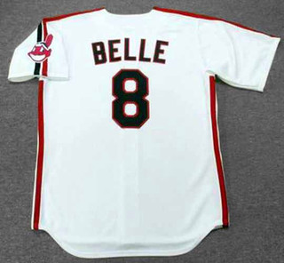 ALBERT BELLE Cleveland Indians 1993 Majestic Throwback Home Baseball Jersey