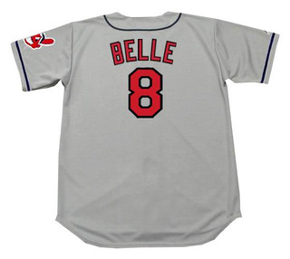 ALBERT BELLE Cleveland Indians 1995 Away Majestic Baseball Throwback Jersey