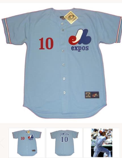 ANDRE DAWSON Montreal Expos 1978 Away Majestic Throwback Baseball Jersey