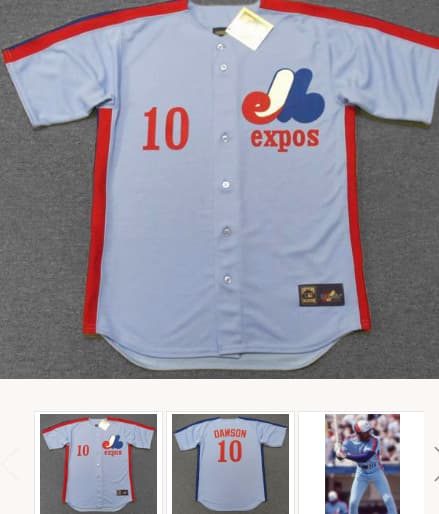 ANDRE DAWSON Montreal Expos 1981 Away Majestic Throwback Baseball Jersey