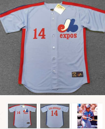 ANDRES GALARRAGA Montreal Expos 1987 Away Majestic Throwback Baseball Jersey