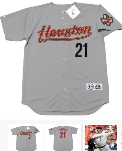 ANDY PETTITTE Houston Astros 2005 Majestic Throwback Away Baseball Jersey