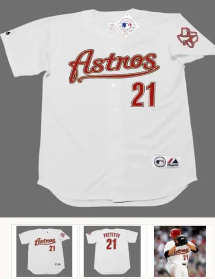 ANDY PETTITTE Houston Astros 2005 Majestic Throwback Home Baseball Jersey