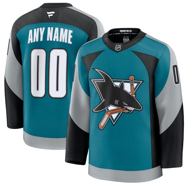 ANY NAME AND NUMBER SAN JOSE SHARKS 35TH ANNIVERSARY FANATICS PREMIUM NHL JERSEY