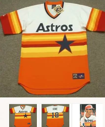 ART HOWE Houston Astros 1980 Home Majestic Baseball Throwback Jersey