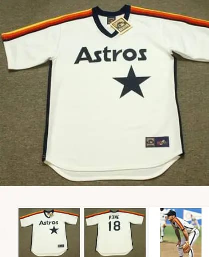 ART HOWE Houston Astros 1982 Away Majestic Baseball Throwback Jersey