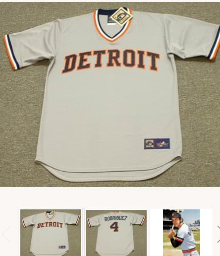 AURELIO RODRIGUEZ Detroit Tigers 1976 Majestic Cooperstown Throwback Away Baseball Jersey