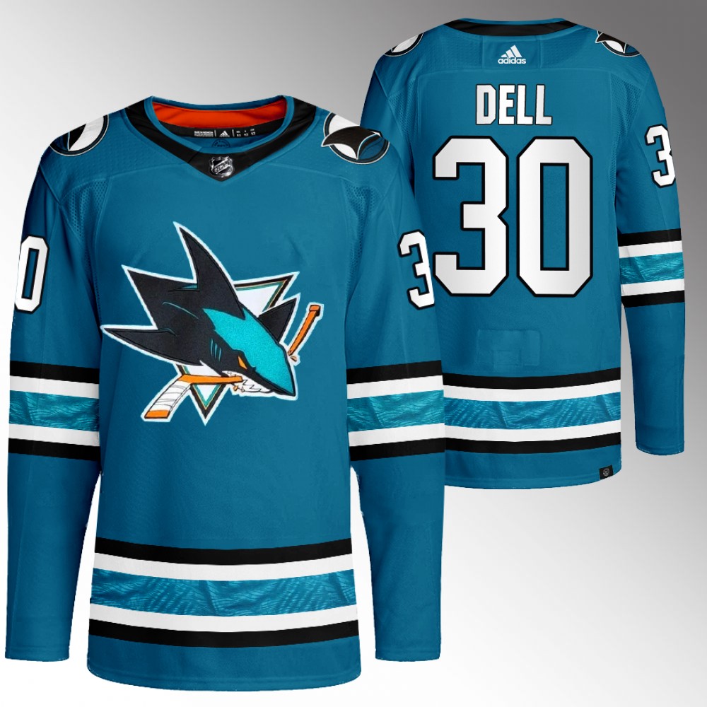 Aaron Dell San Jose Sharks Teal Home Primegreen Authentic Jersey