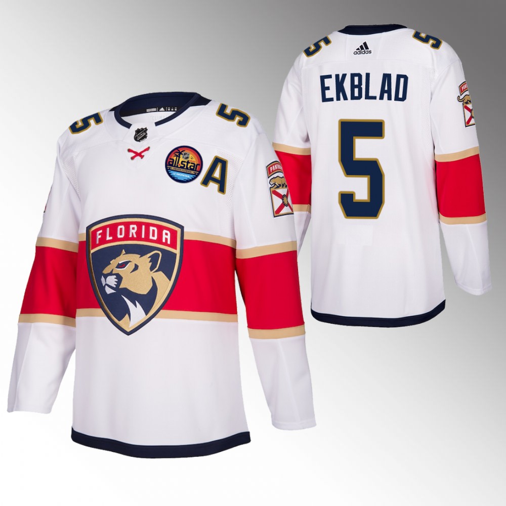Aaron Ekblad 2023 All-Star Patch Florida Panthers White Away Authentic Jersey