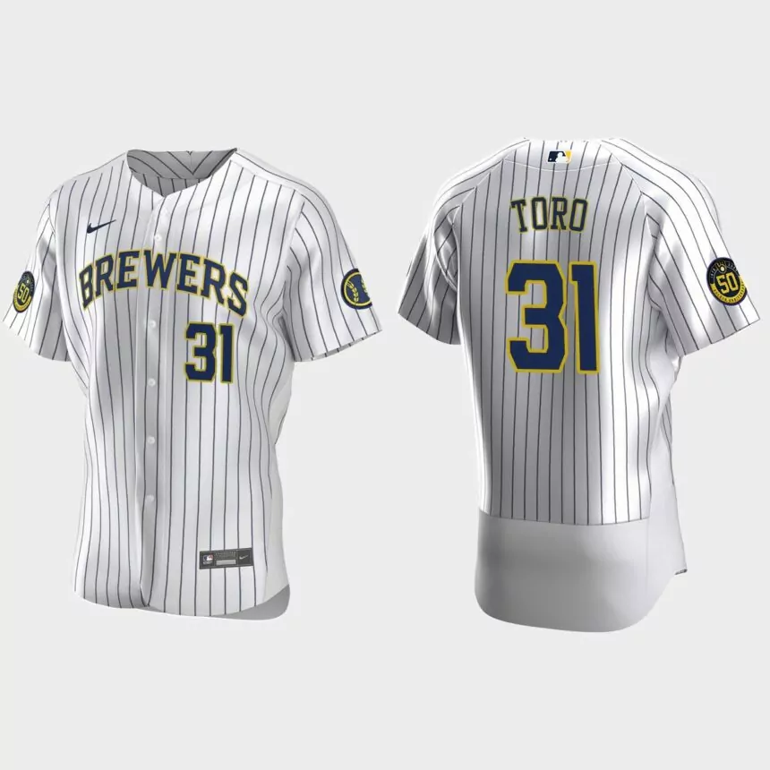 Abraham Toro Milwaukee Brewers Authentic Home Jersey – White