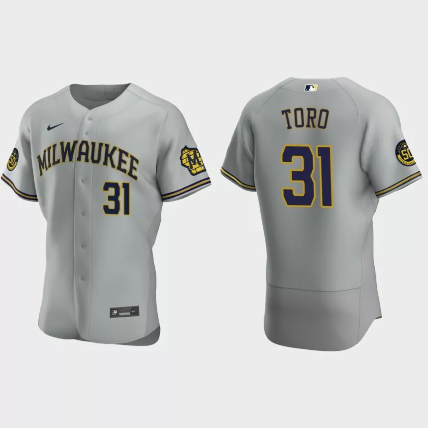 Abraham Toro Milwaukee Brewers Authentic Road Jersey – Gray