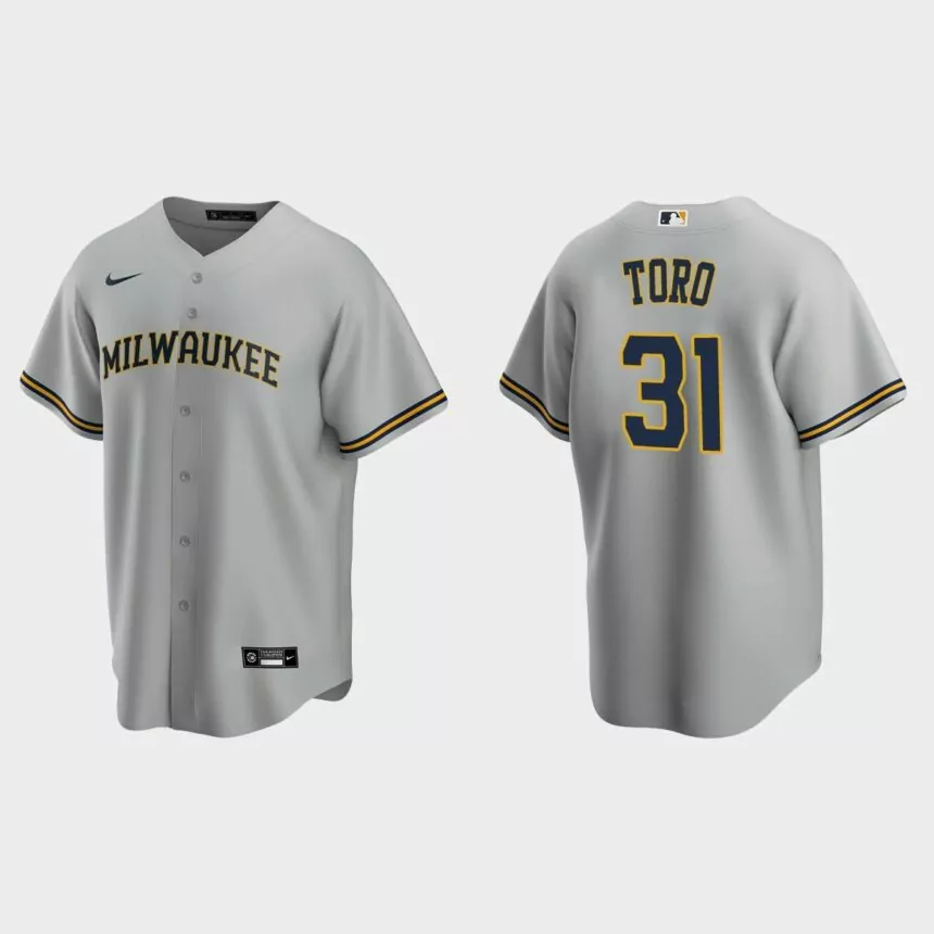 Abraham Toro Milwaukee Brewers Replica Road Jersey – Gray