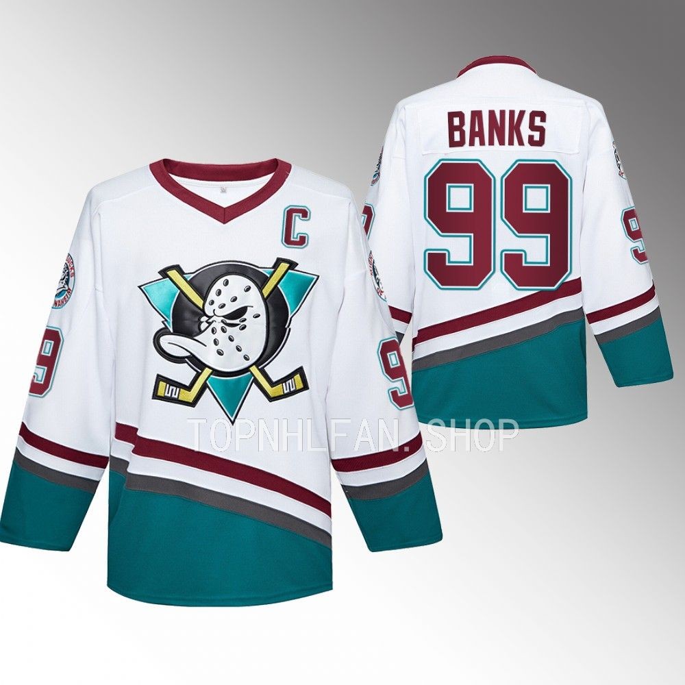 Adam Banks Ducks Mighty Ducks Jersey White Hockey